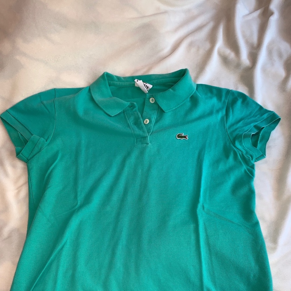 Women’s Turquoise Lacoste Button Up Top 🦋